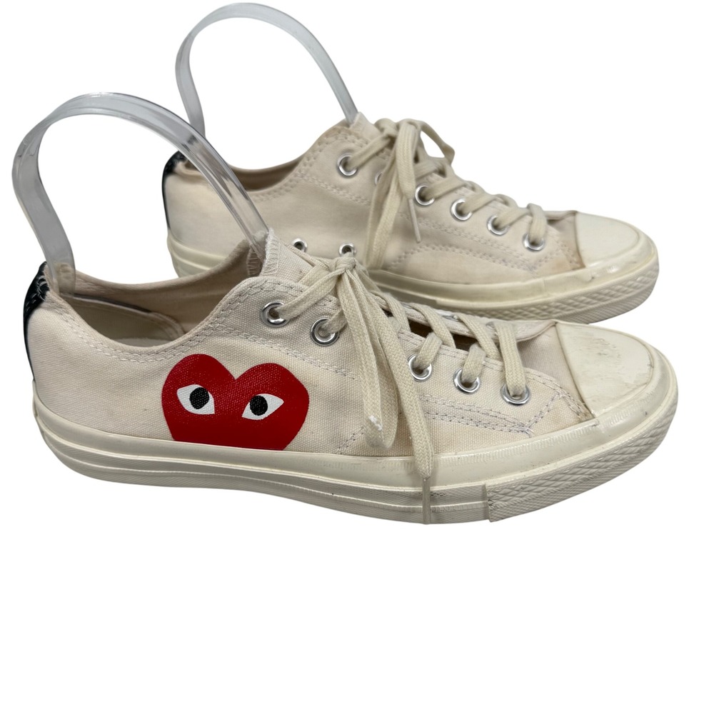 Comme des Garçons PLAY x Converse Chuck 70 Low Cream Heart Sneakers Womens 7.5